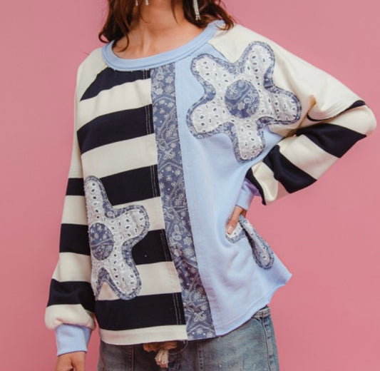 Denim Daydreams Patchwork Pullover