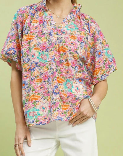 Confetti Garden Puff Sleeve Top