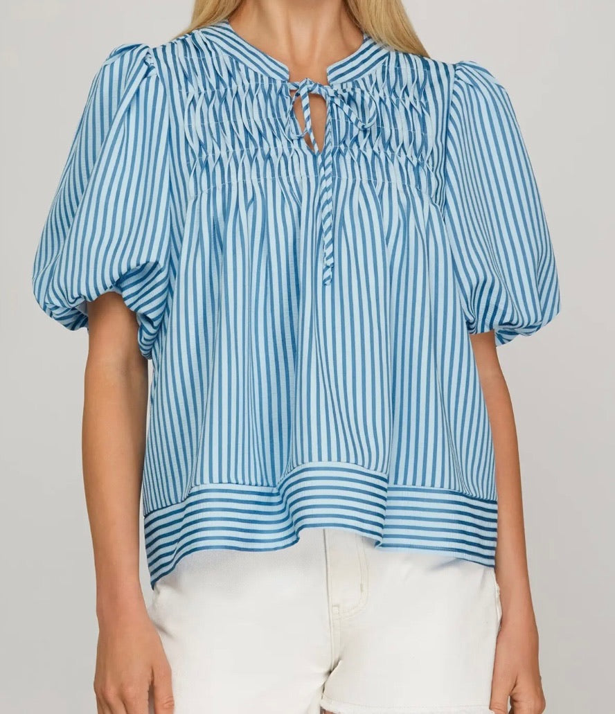 First Bloom Stripe Smocked Top