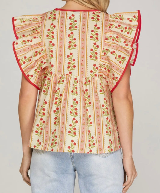 Off The Vine Ruffle Tie Top