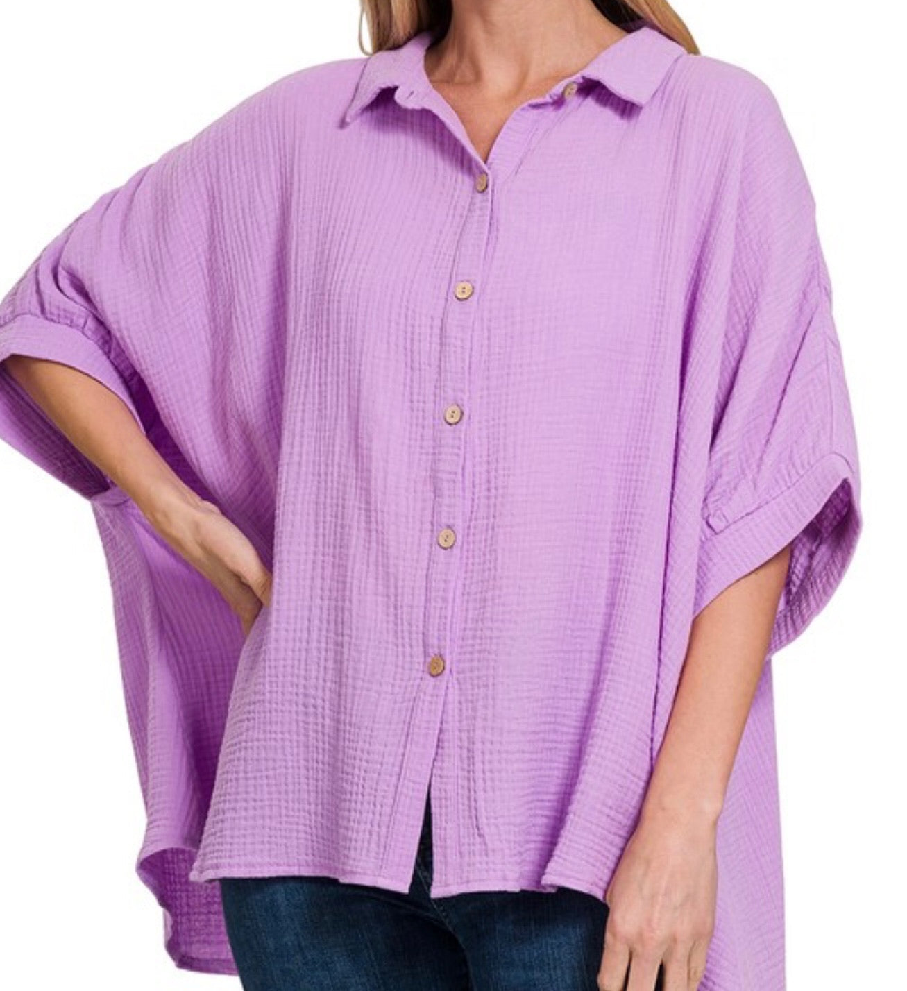 Gauze Oversized Button Down