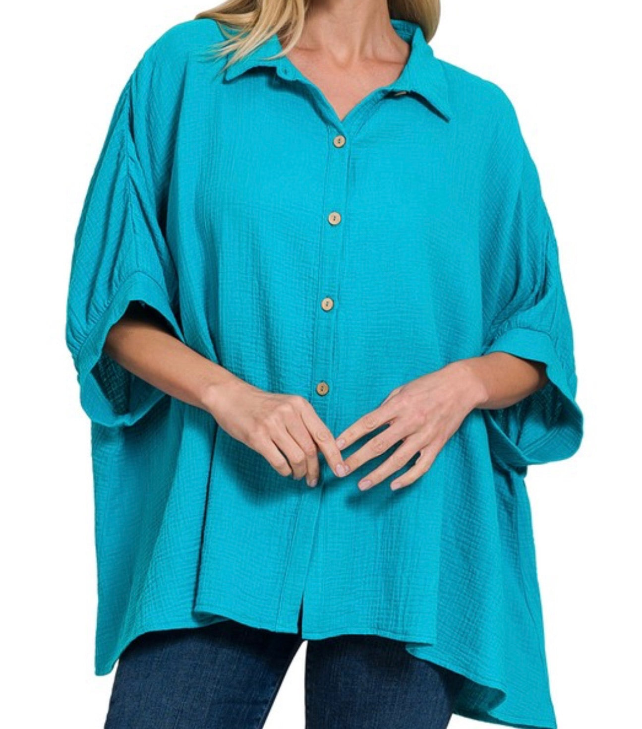 Gauze Oversized Button Down