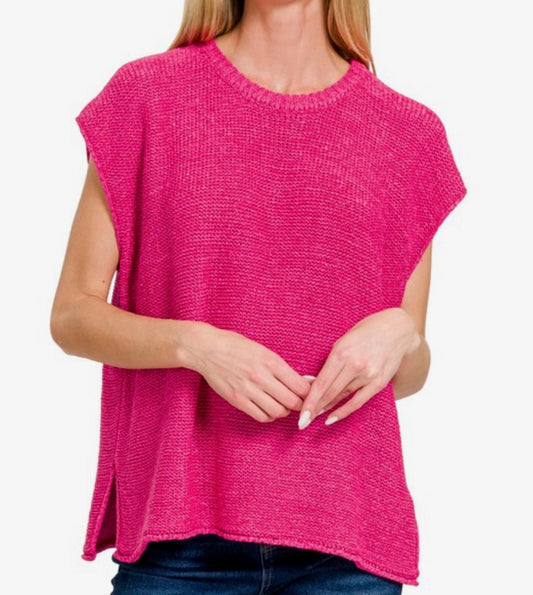 Textured Knit Cap Sleeve Tank