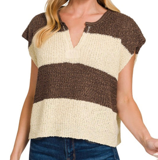 Boardwalk Striped Cap Sleeve Sweater
