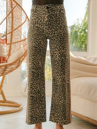 Pink Pin-Stripe Leopard Print Pants