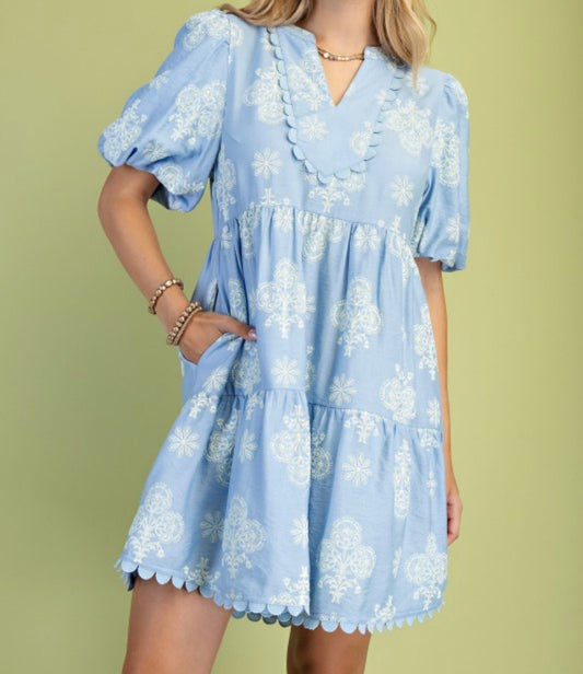 April Skies Scalloped Dress